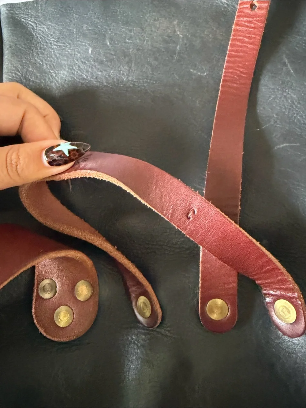 Grant Leather Roll-Top Backpack in indigo bison